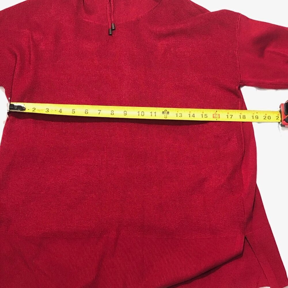 Jones New York Signature Sweater Womens Medium Red Cowl Neck Drawstring Holidays - Picture 8 of 10